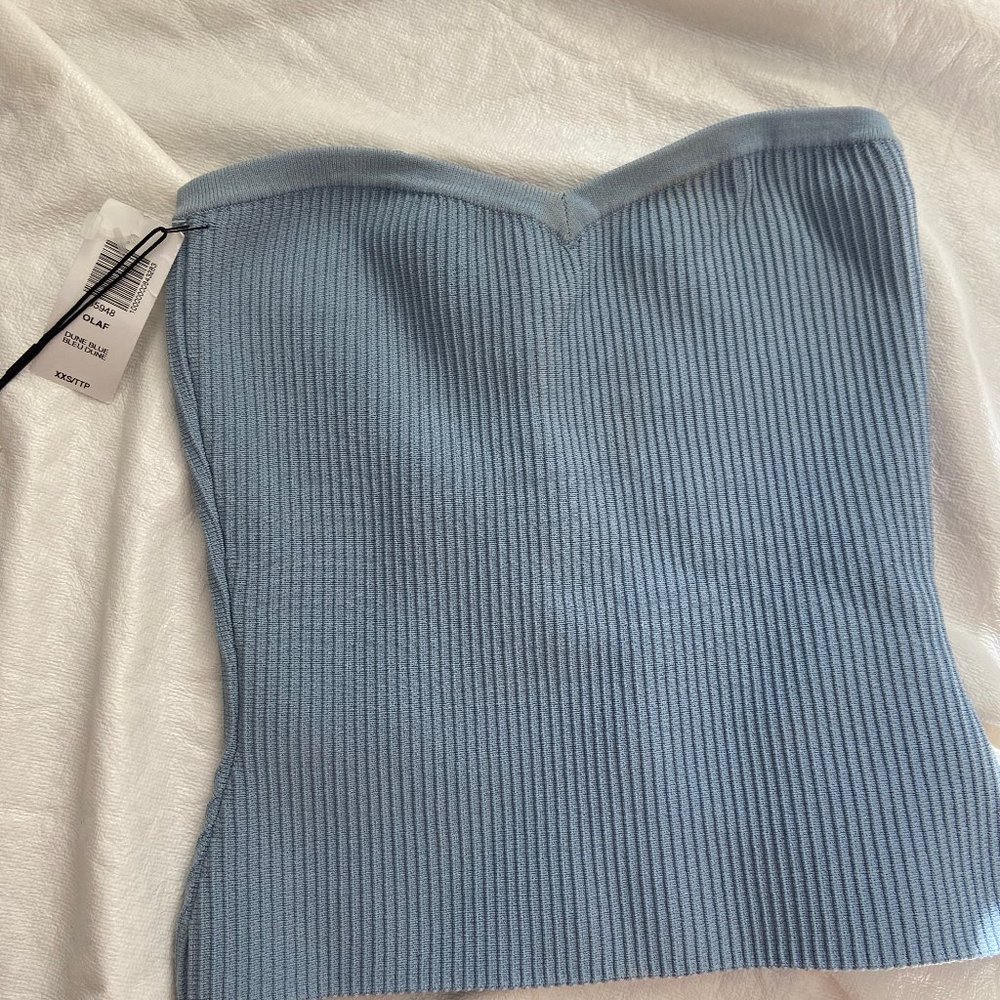 Aritzia Babaton Sculpt Knit Sweetheart Tube Top Olaf Top Dune Blue XXS NWT